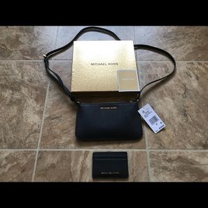 Michael Kors Leather Crossbody / Cardholder Set